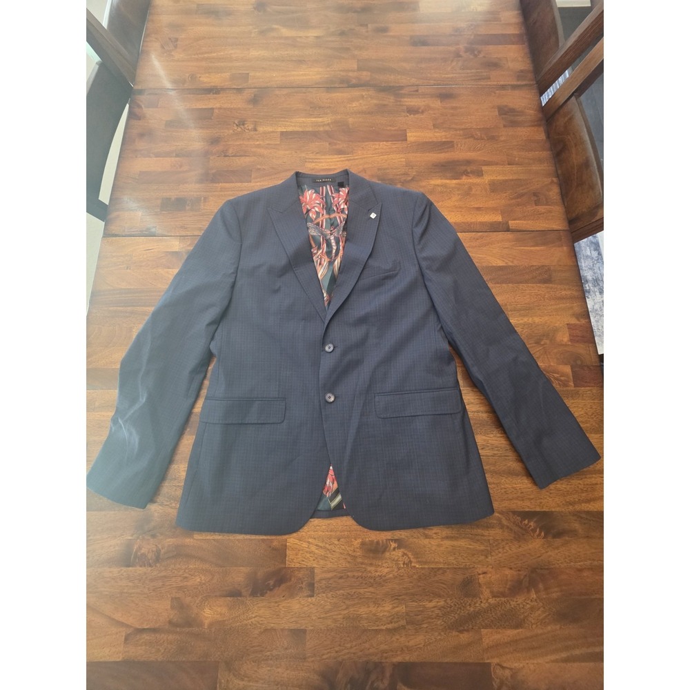 Ted Baker London Suit Woven In Italy Pants 36R Coat See Measurements Wool Blend
